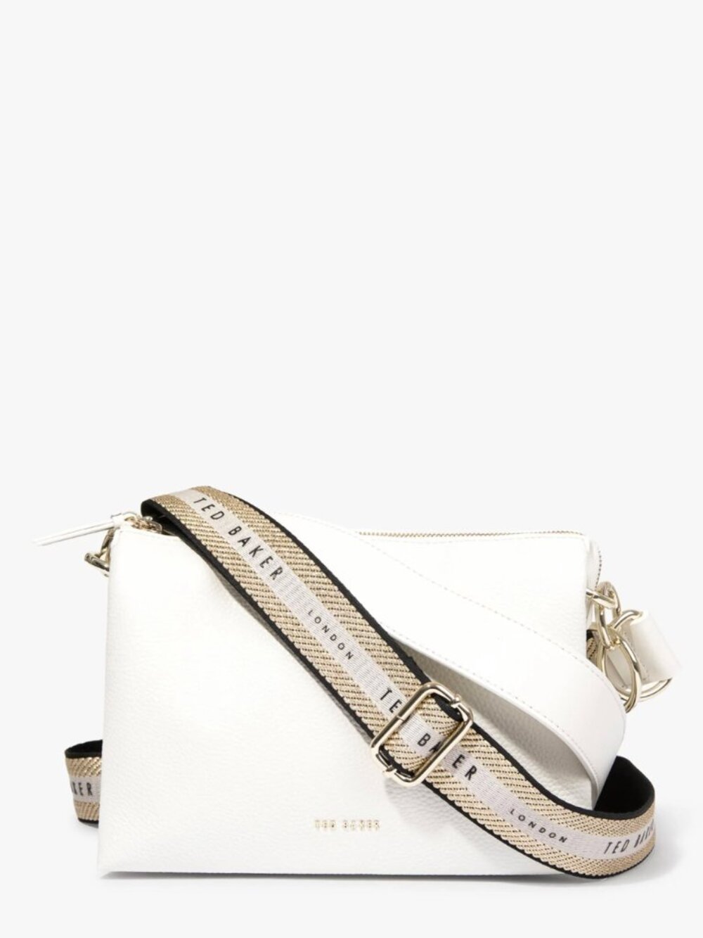 Ted Baker London "Delphia" triple-compartment branded webbing crossbody bag